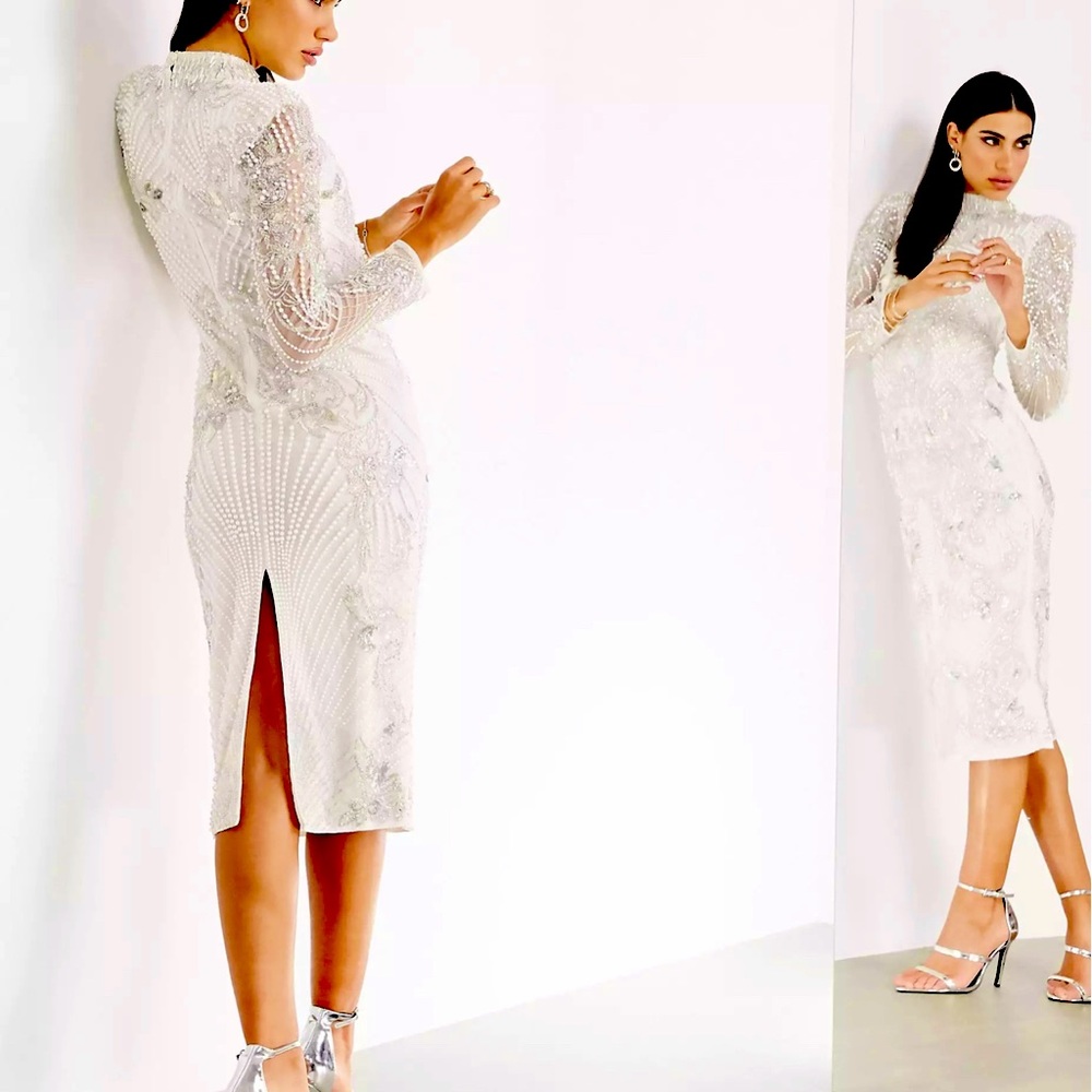 ASOS Bridal Pearl Embellished Midi Dress - NWT - White - Size0